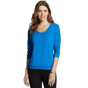 Chico's Bright Blue Long Sleeve Jersey Top - zipper shoulders - Size O